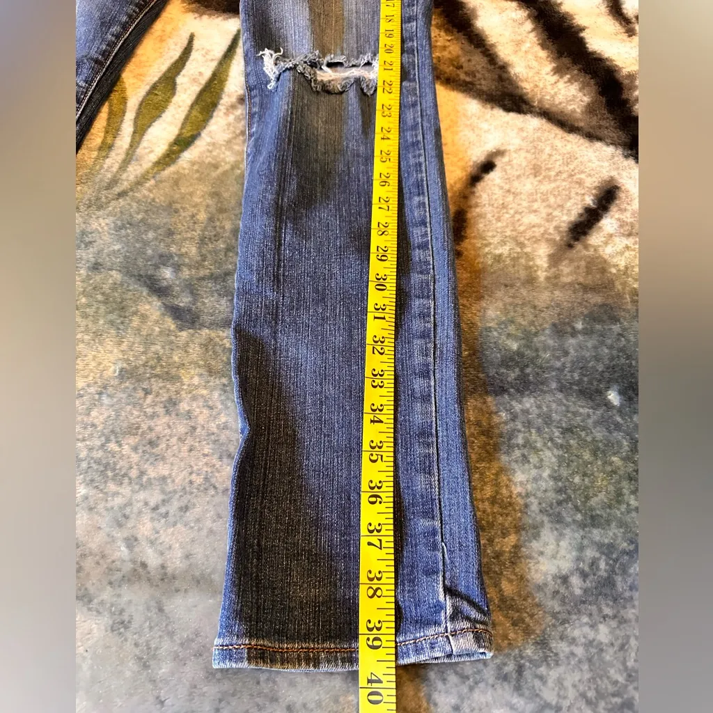 BKE Stella Super Skinny Jeans Distressed Ripped Blue Wash Women's Size 27 - Image 12