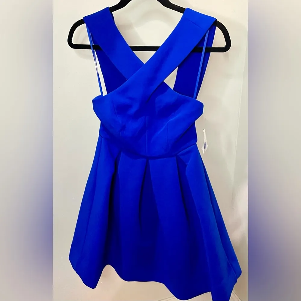 LAQ/AQ - Blue Maverick Sleeveless High Neck Fit & Flare Mini Dress | NWT - $210 - Image 8