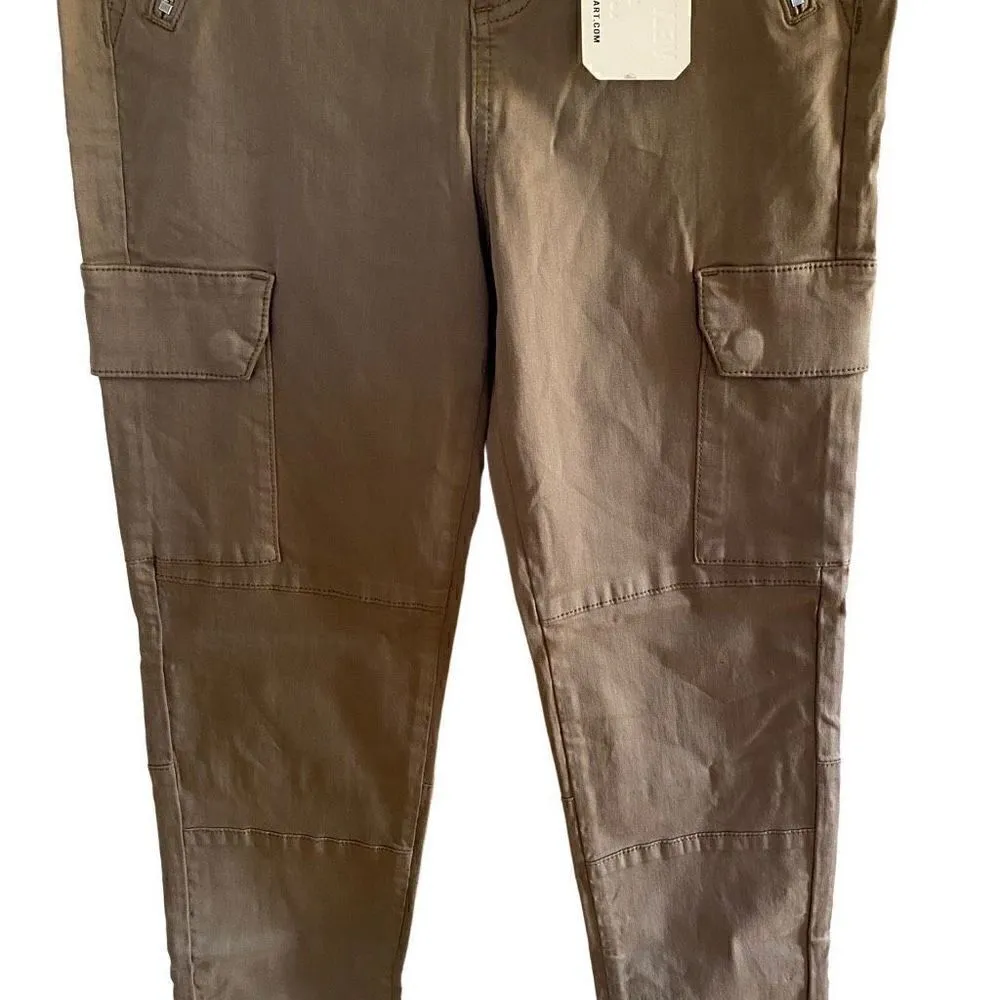 NEW Velvet Heart Denim Cargo Pants Maddox Mid Rise Skinny Tan size 27 - Image 5