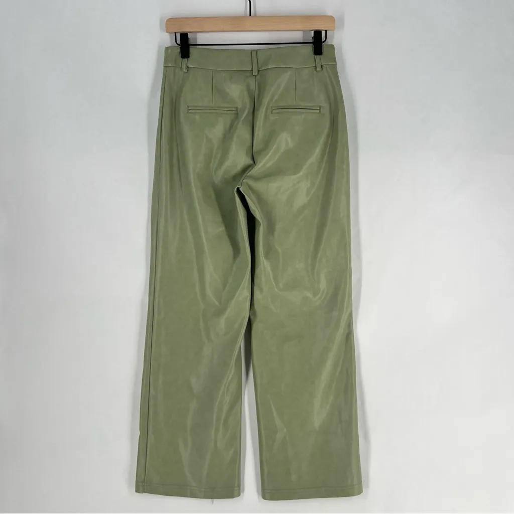 Avec Les Filles Sage Green Soft Faux Leather High‎ Rise Straight Leg Pants XS - Image 7