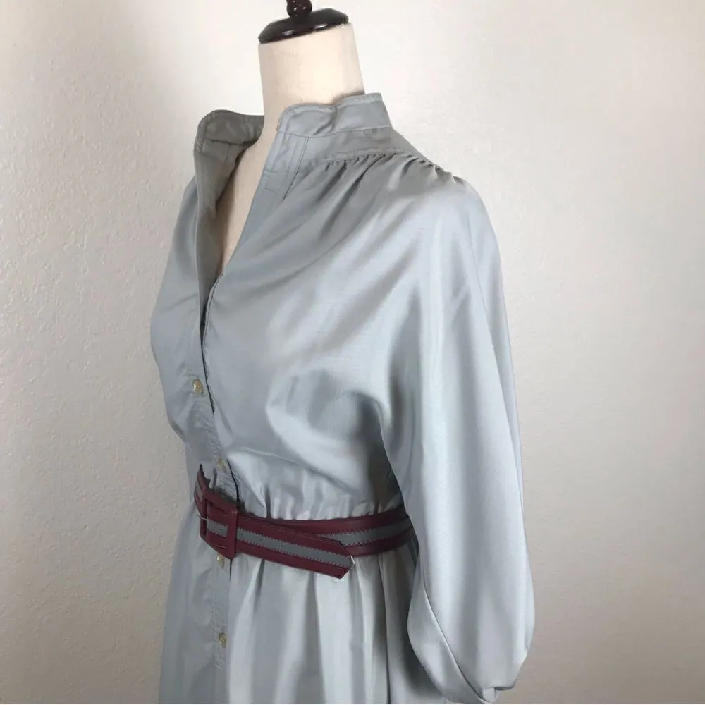 Vintage 1960s R & K Originals Western Boho belted button front midi dress 6/8* Gray - Image 2