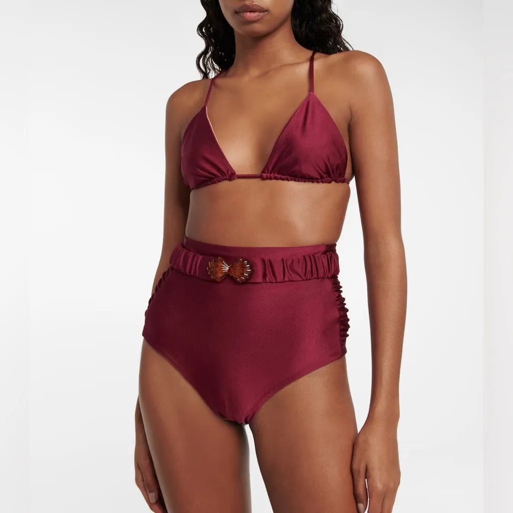 Johannna Ortiz Zaire High Waist‎ Shell Belted Bikini Bottom Pink Size XL - Image 3