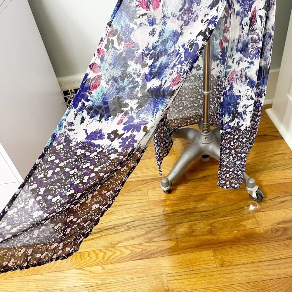 Maurices Floral Maxi Dress Blue Purple Flowers Small - Image 5