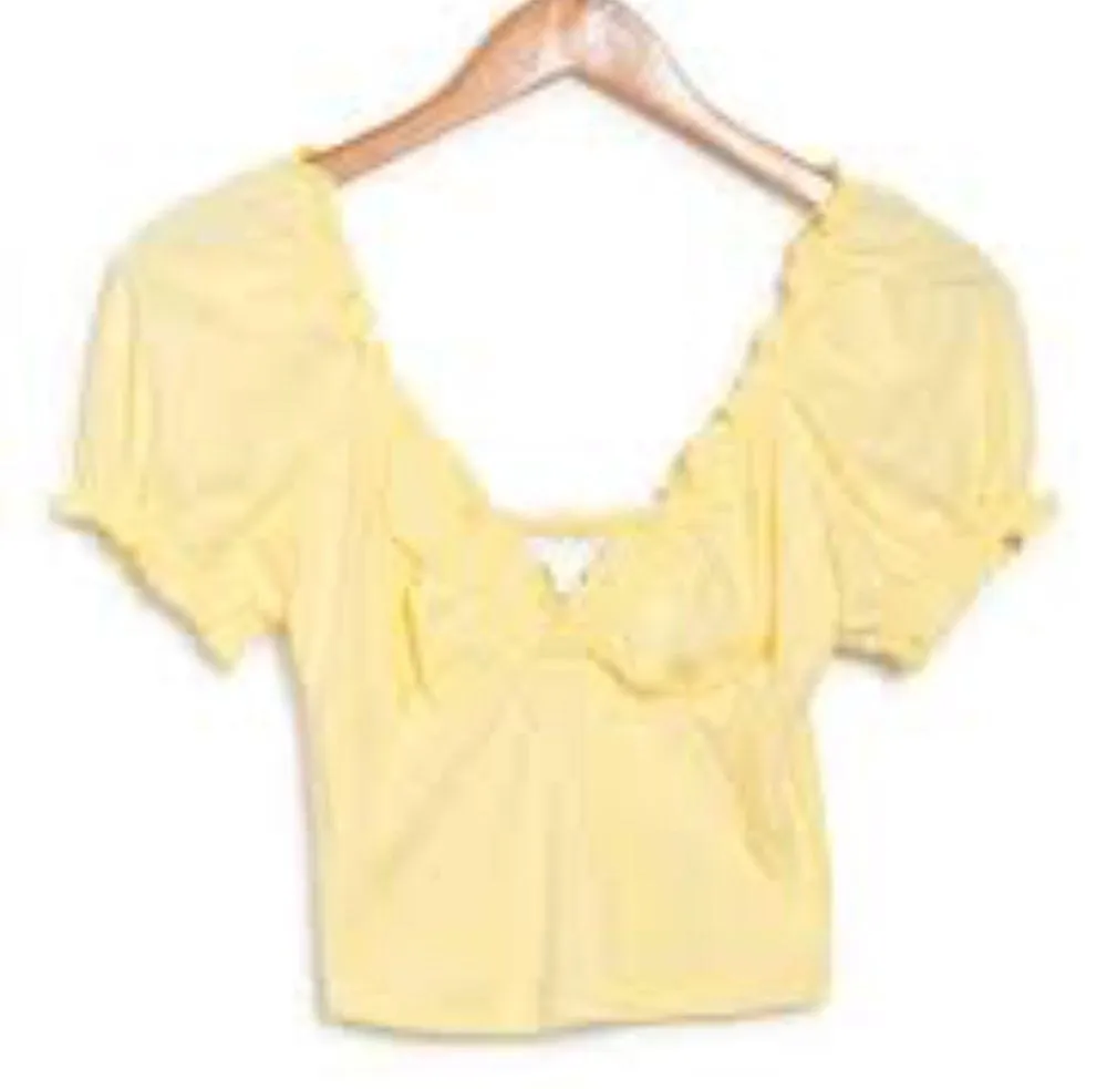 Topshop Milkmaid Short Puff Sleeve Spring Pastel Yellow Top NWT - Image 2