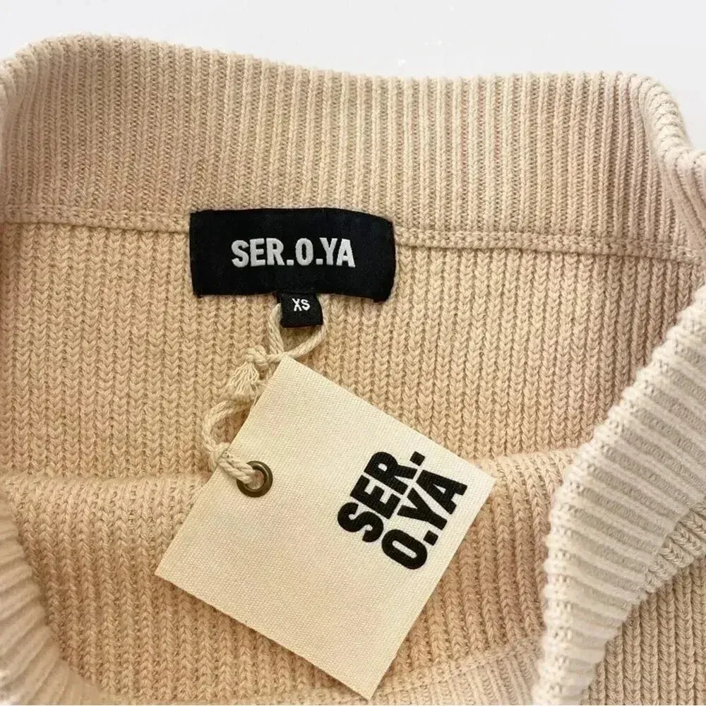 SER.O.YA Retrofête Alora Ribbed Knit Mini Skirt Cappuccino XS NWT - Image 9