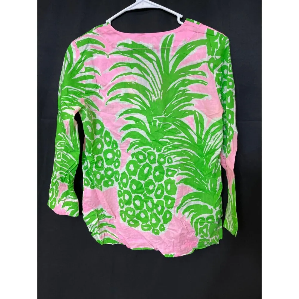 Lilly Pulitzer SKU 7934  Womens Pink Green Pineapple Print Cotton Top Size S - Image 2