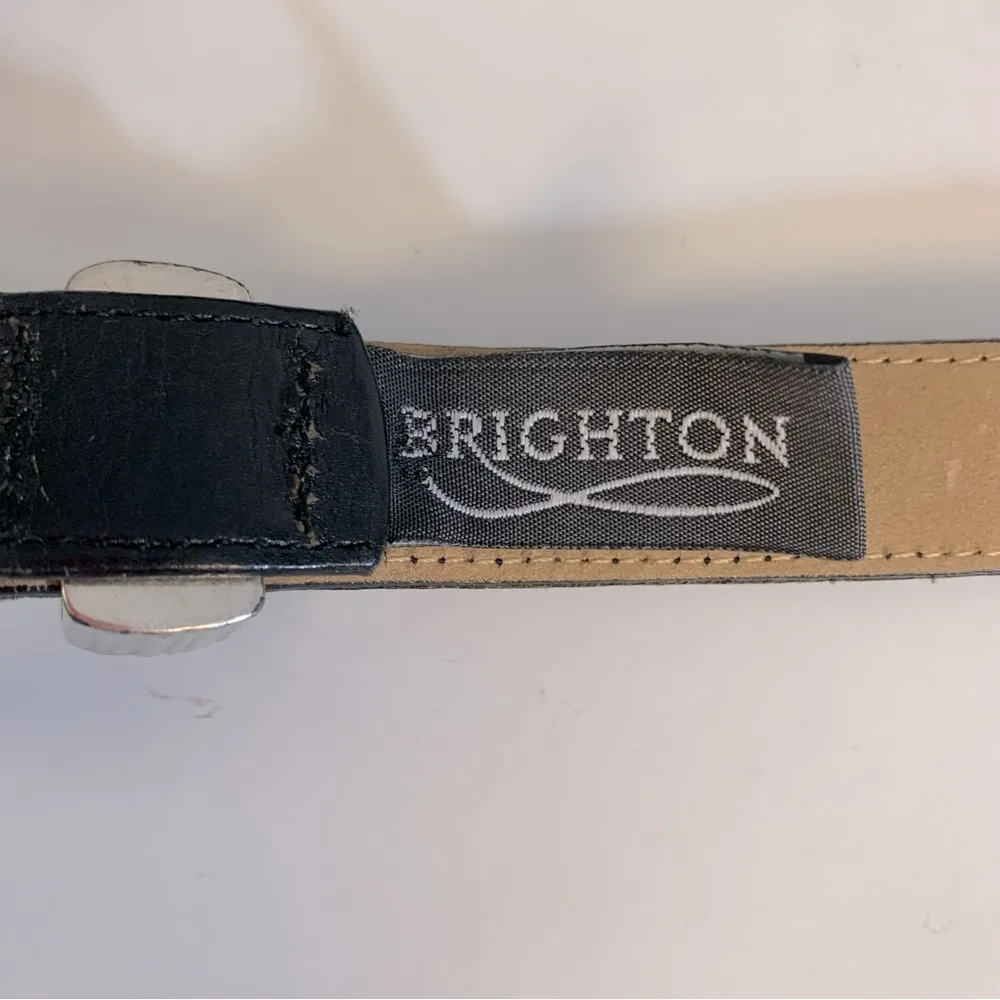 Brighton Black Leather Belt Ornate Silver Buckle Size S - Image 8