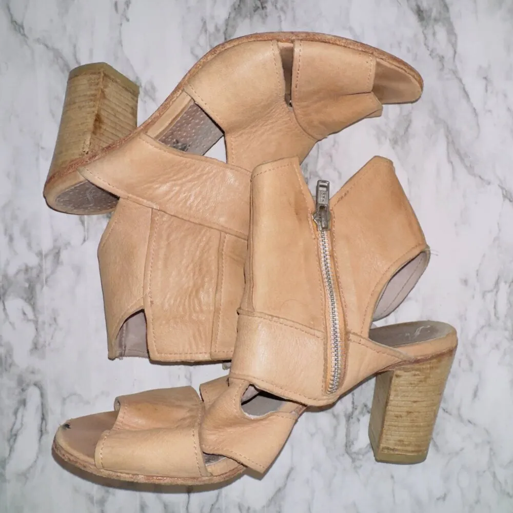 Free People Women's Tan Leather Effie Block Heel Shoes size EUR 40 - Image 7