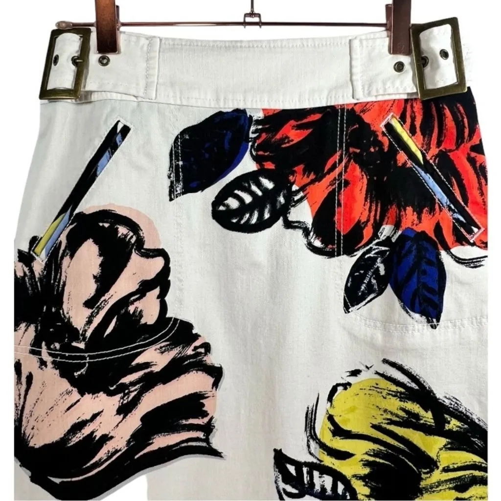 Anthropologie Maeve Rosny‎ Floral Twill Skirt 4 - Image 7