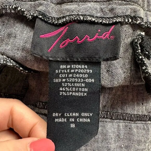 Torrid Women's Gray Chino Shorts Size 18 Linen Blend Casual Bermuda‎ Shorts - Image 4