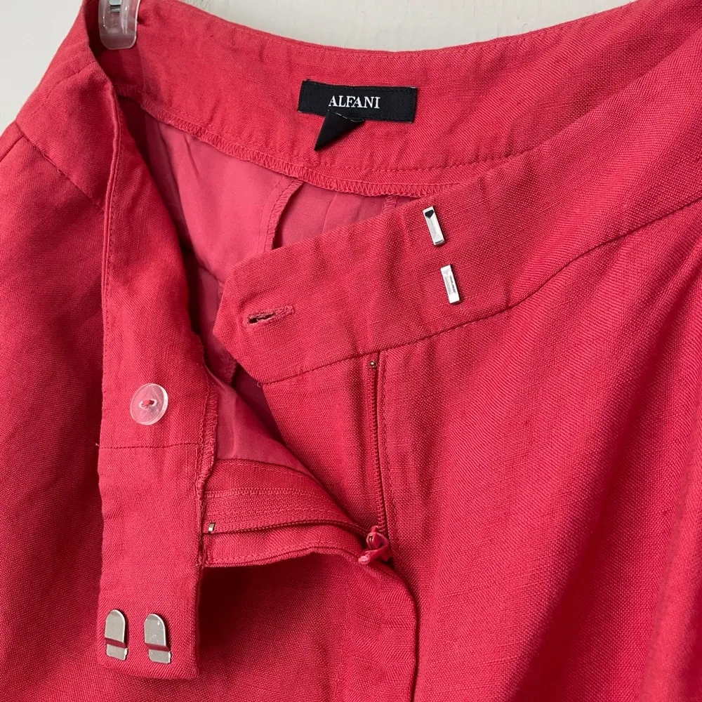 Alfani Linen Blend High Waisted Shorts Orange Red Pleated ~ Women’s Size 8 - Image 8