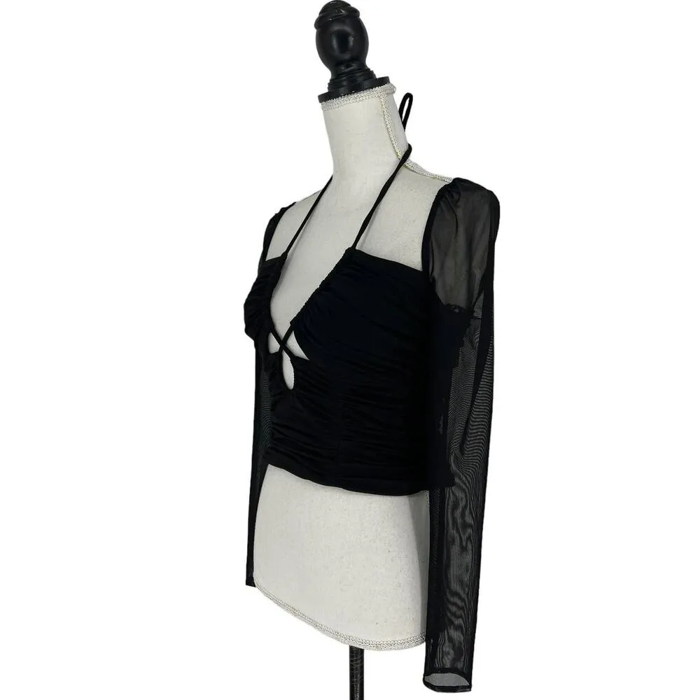 Self Portrait Ruched Cut Out Jersey Top - Image 9