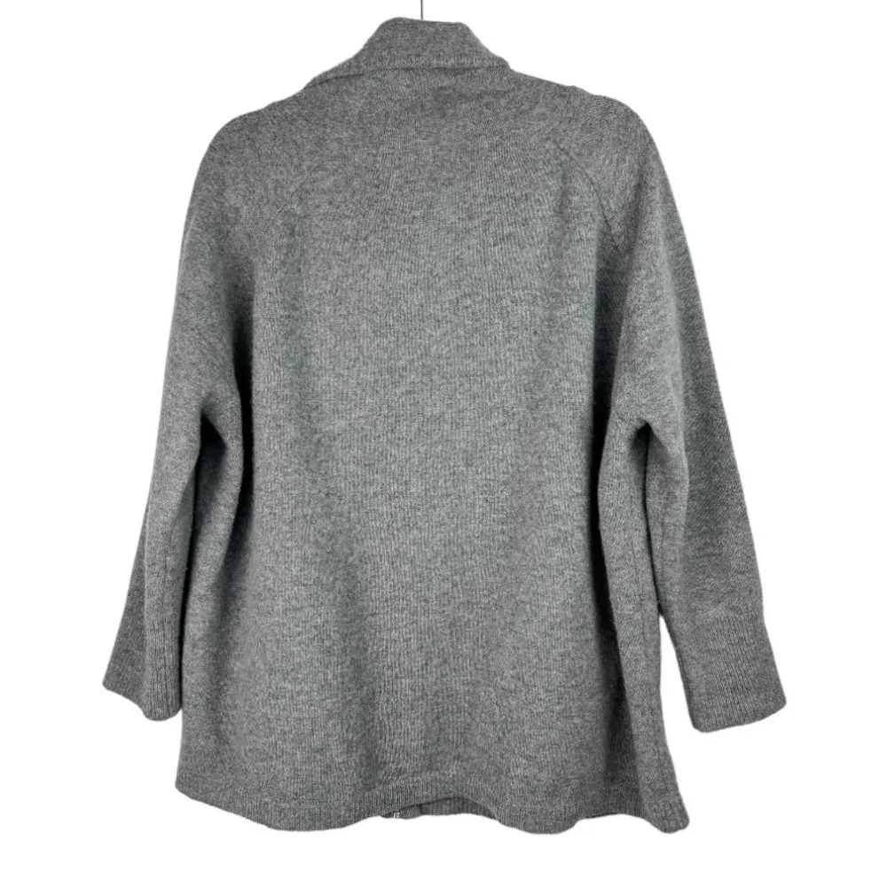 Ellen Tracy 100% Wool Cowl Neck Zip Sweater Jacket Sz XL Grey - Image 2