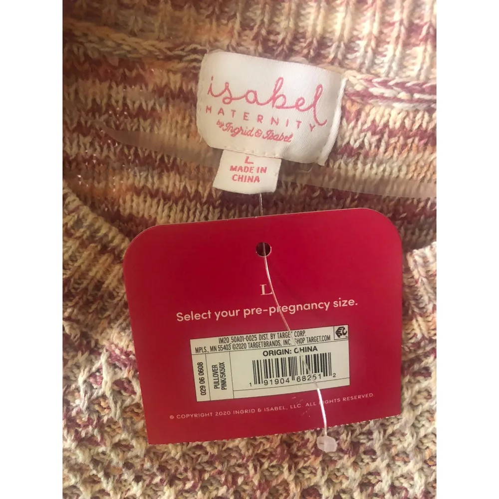 NWT Women's Maternity Pullover Pink Sweater sz L - Image 3