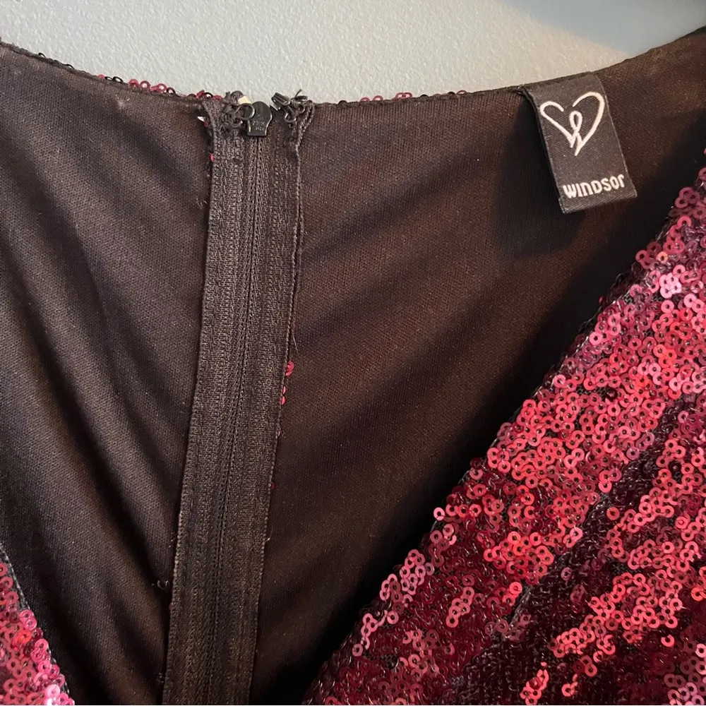 Windsor Braelynn Formal Sequin Burgundy Dress - Image 7