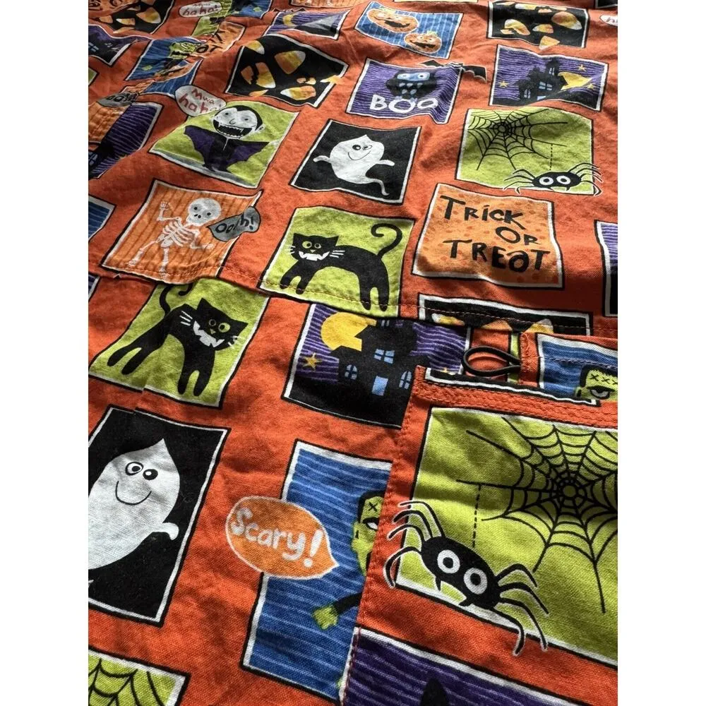 Halloween V Neck ScrubStar Top Womens Medium Short Sleeve Pockets Spooky Season - Image 2