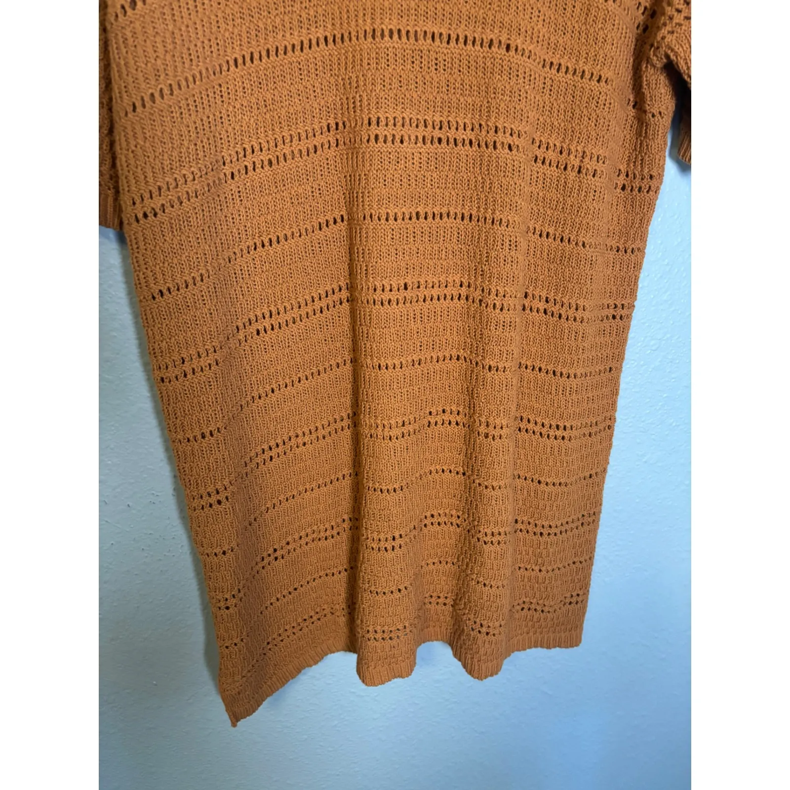 L Space Marbella Knit Short Sleeve Oversized Swim Cover Polo Brown Size Small - Image 9