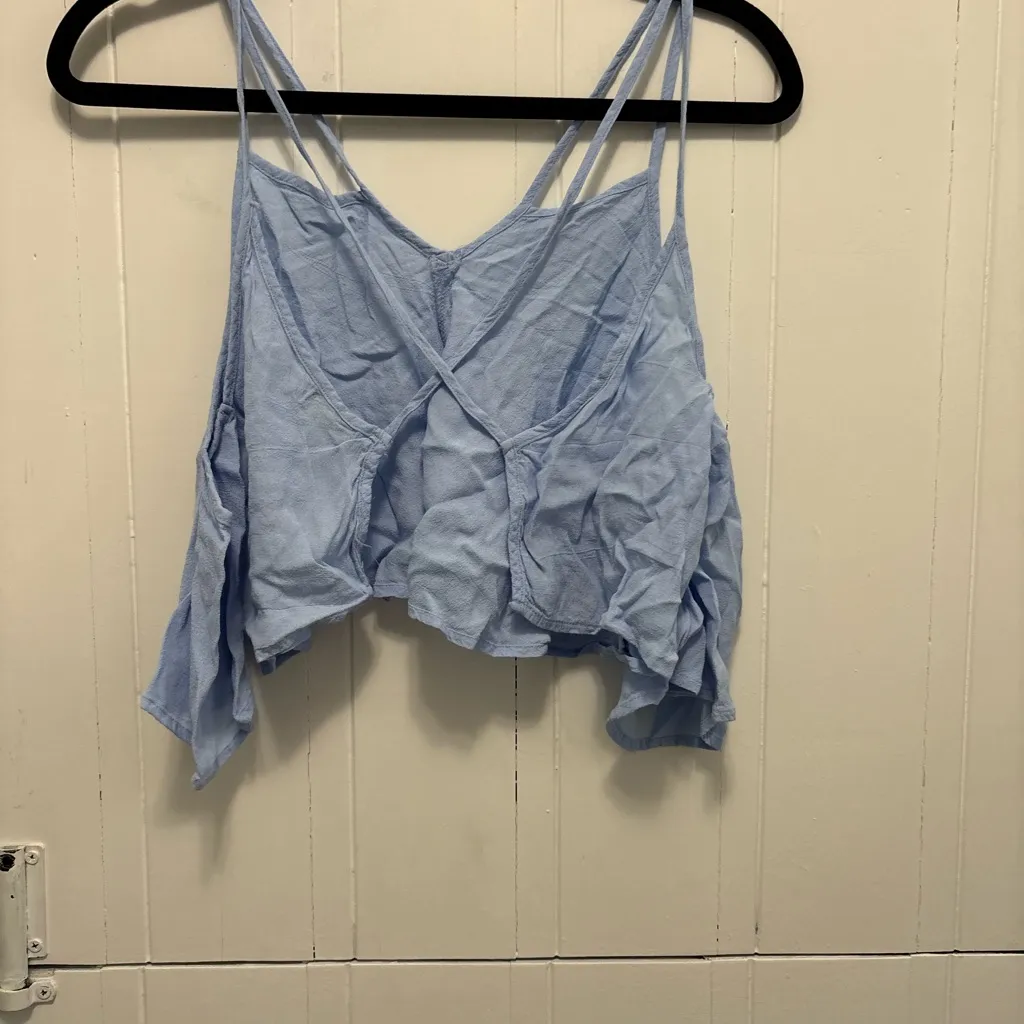 Tobi Sky Blue Strappy Crop Top with Cold Shoulder - Image 2
