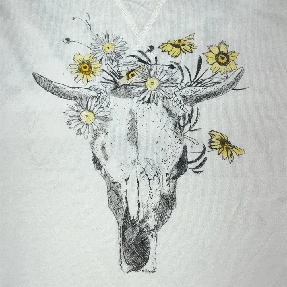 Denim & Supply NWT Size S Floral Skull Graphic - Lace Oversized Sweatshirt Top - Image 3