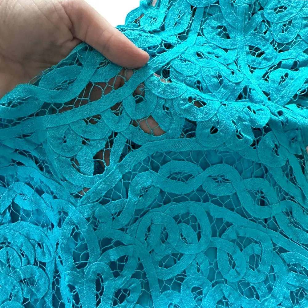 Sea New York Aqua Blue Lace Mini Dress Size 6 - Image 5