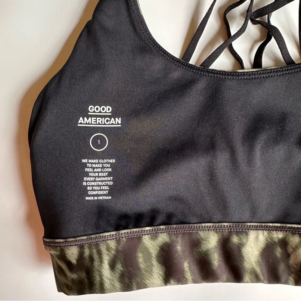 Good American Green Leopard Patterned Sports Bra Size 1 - Image 4