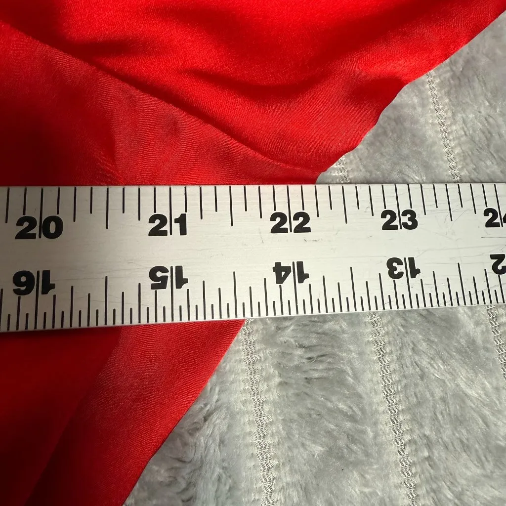 Worthington Red Satin Dress Womens XL Long Sleeve Tie V-Neck Midi Belted Pleats - Image 8