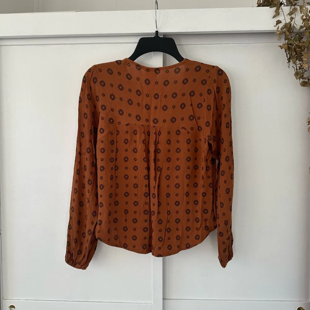 Burnt Orange & Black Blouse Size XS - Image 5