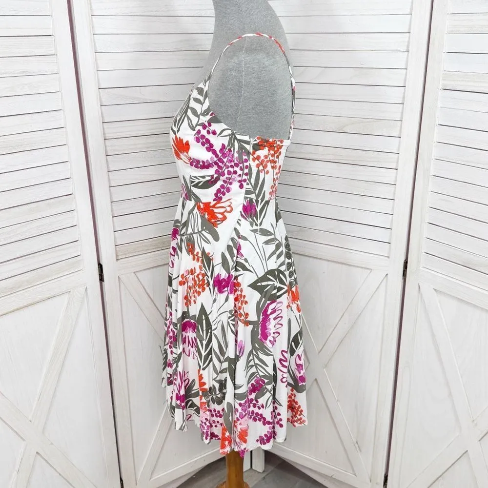 Old Navy Tropical Floral Print Cami Sundress Fit Flare White‎ Pink Small - Image 2