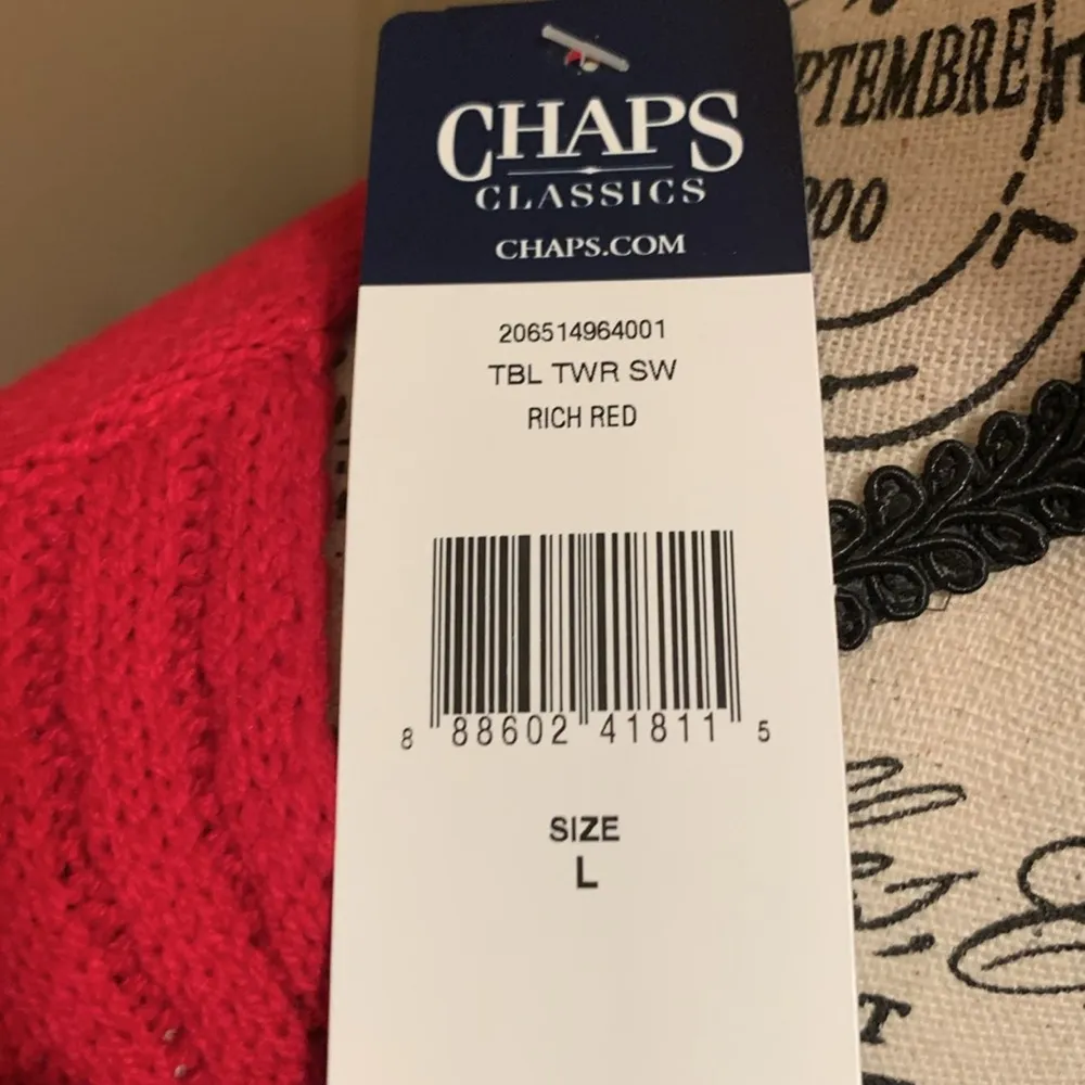 NWT Chaps sz L vneck sweater red - Image 2