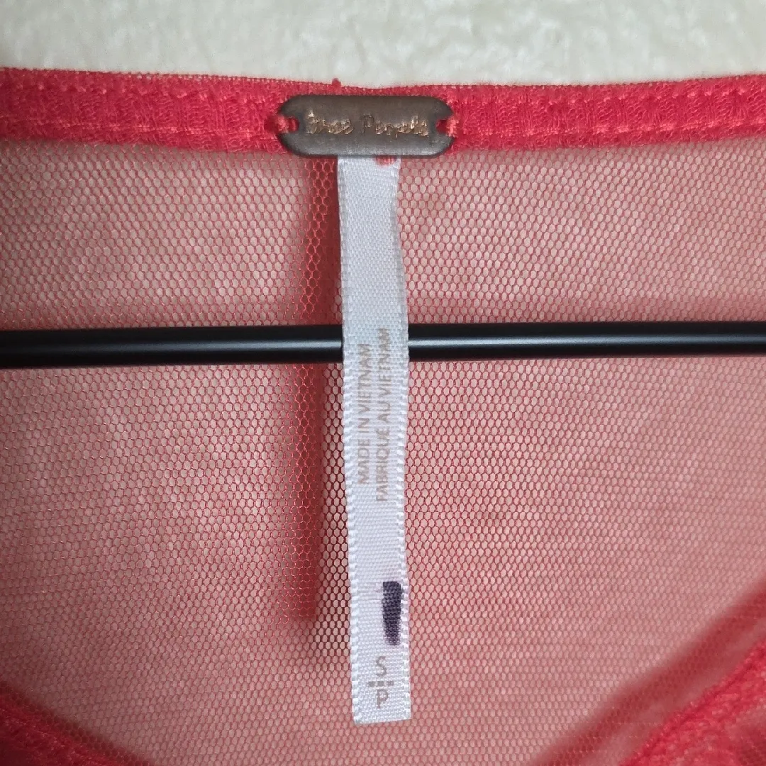 Free People Lola Top Lace Long Sleeve Small Knit Rose Crimson Womens Size Small - Image 3