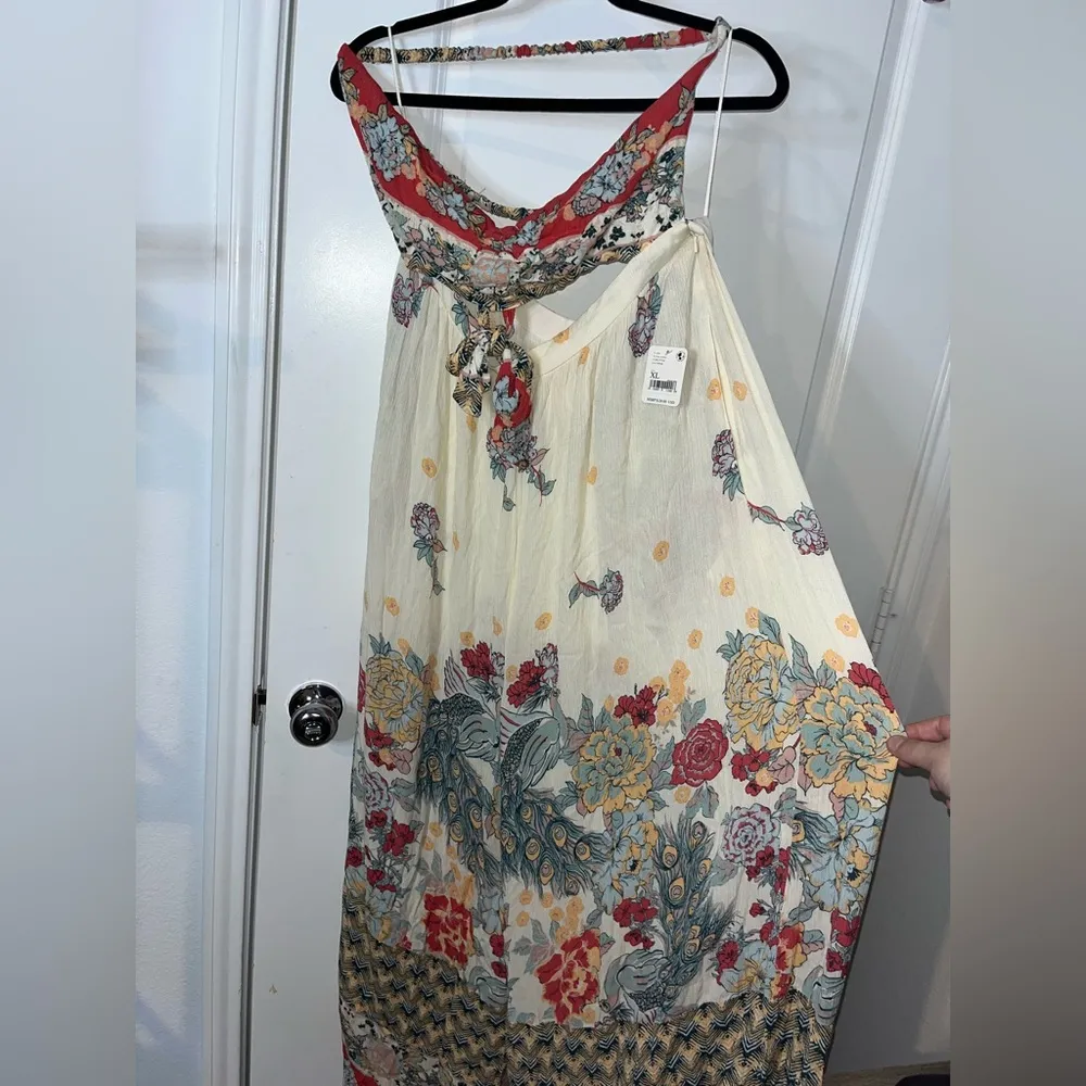 FREE PEOPLE Bali Birds Of Paradise Jumpsuit in Ivory Combo Palazzo PantNWT Sz XL - Image 8