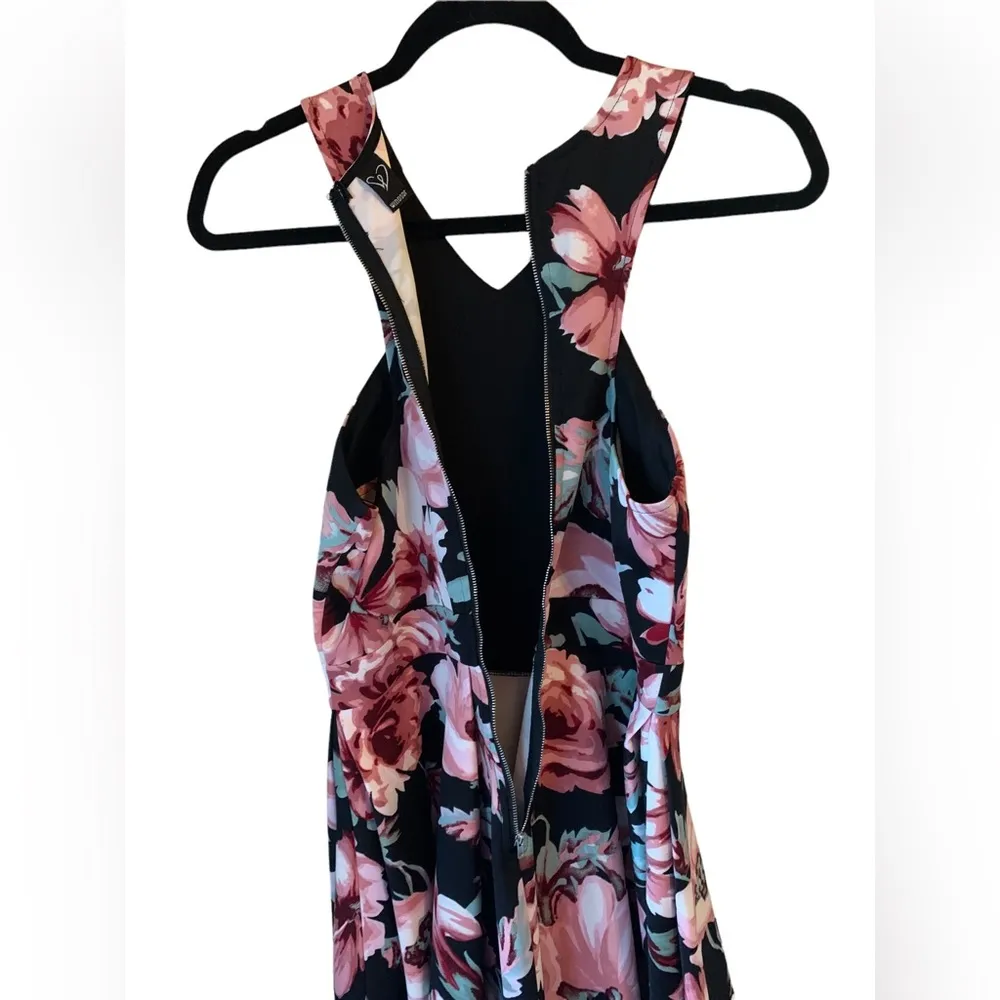 Windsor Black Floral High Neck Mini Flare Skater Bandage Silhouette Dress - Image 12