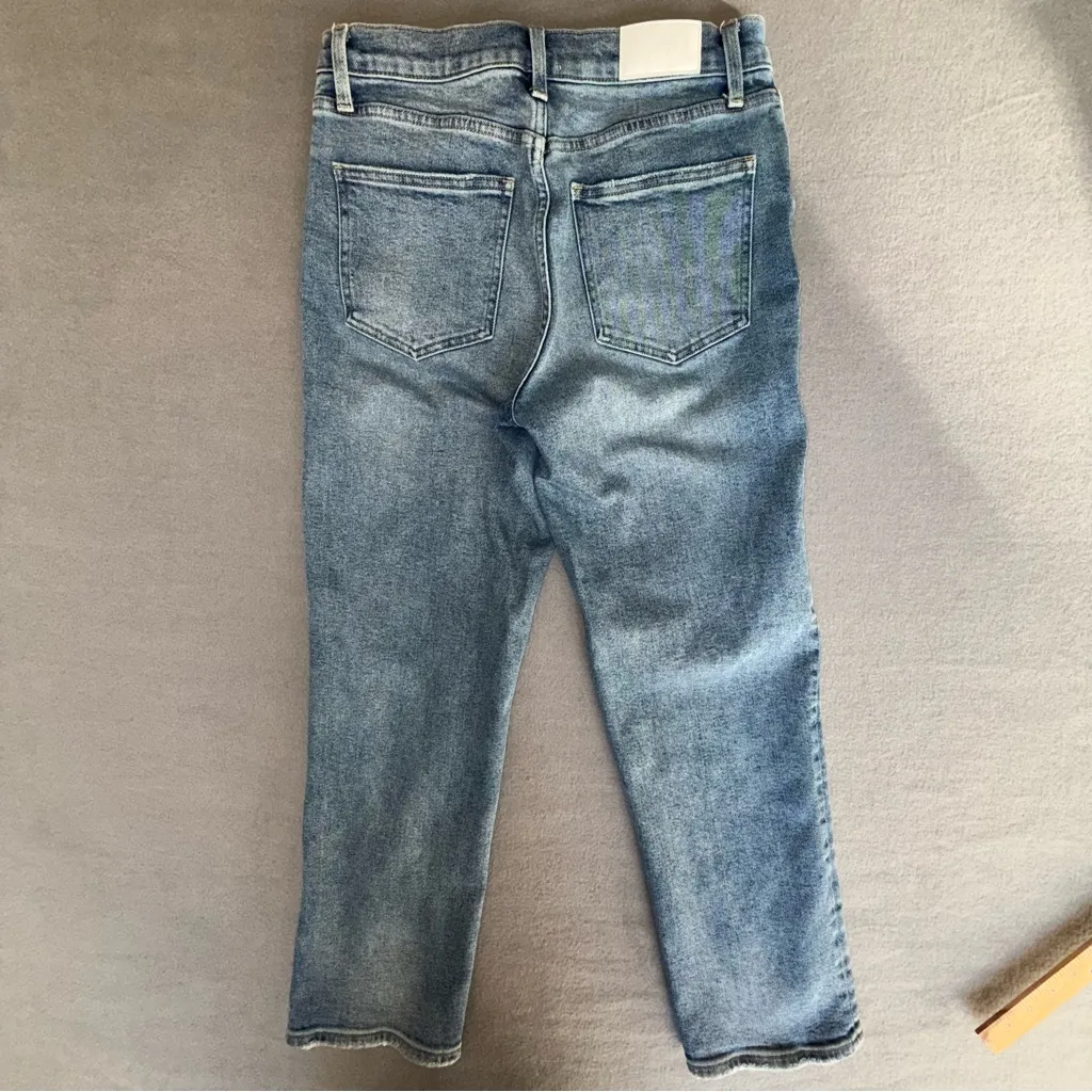 Pistola Button Fly High Rise cropped distressed Jeans Cotton Edgy Baddie 28 - Image 5