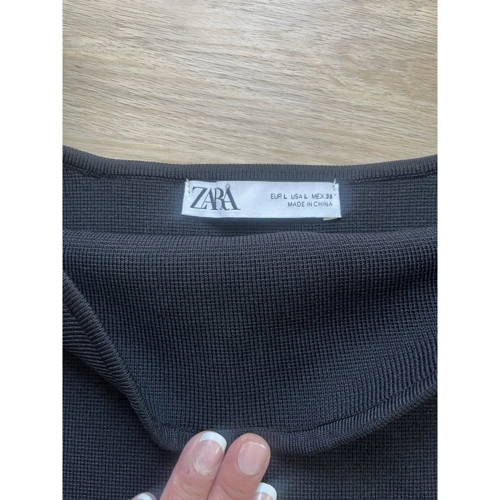 ZARA Square Neck Puff Short Sleeve Crop Top large Black - Image 7