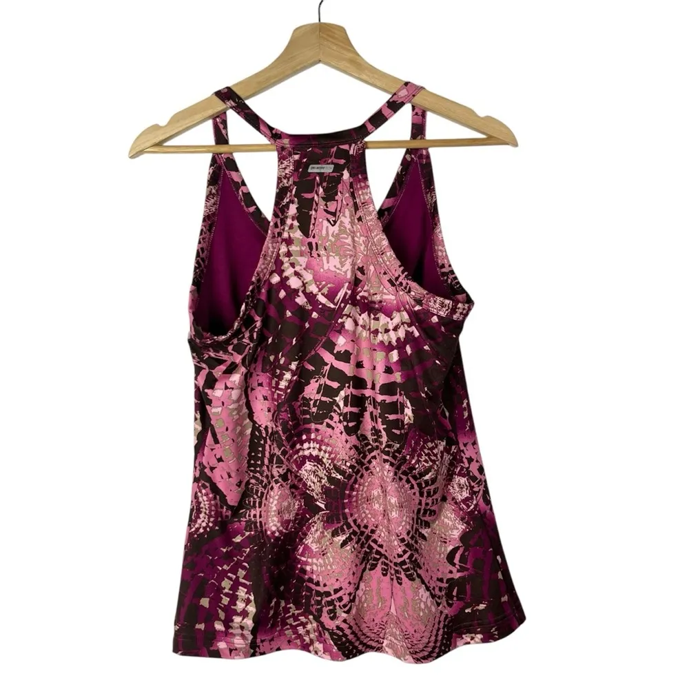 Danskin Yoga Pink & Purple Floral Printed Racerback Athletic Tank Top M - Image 2