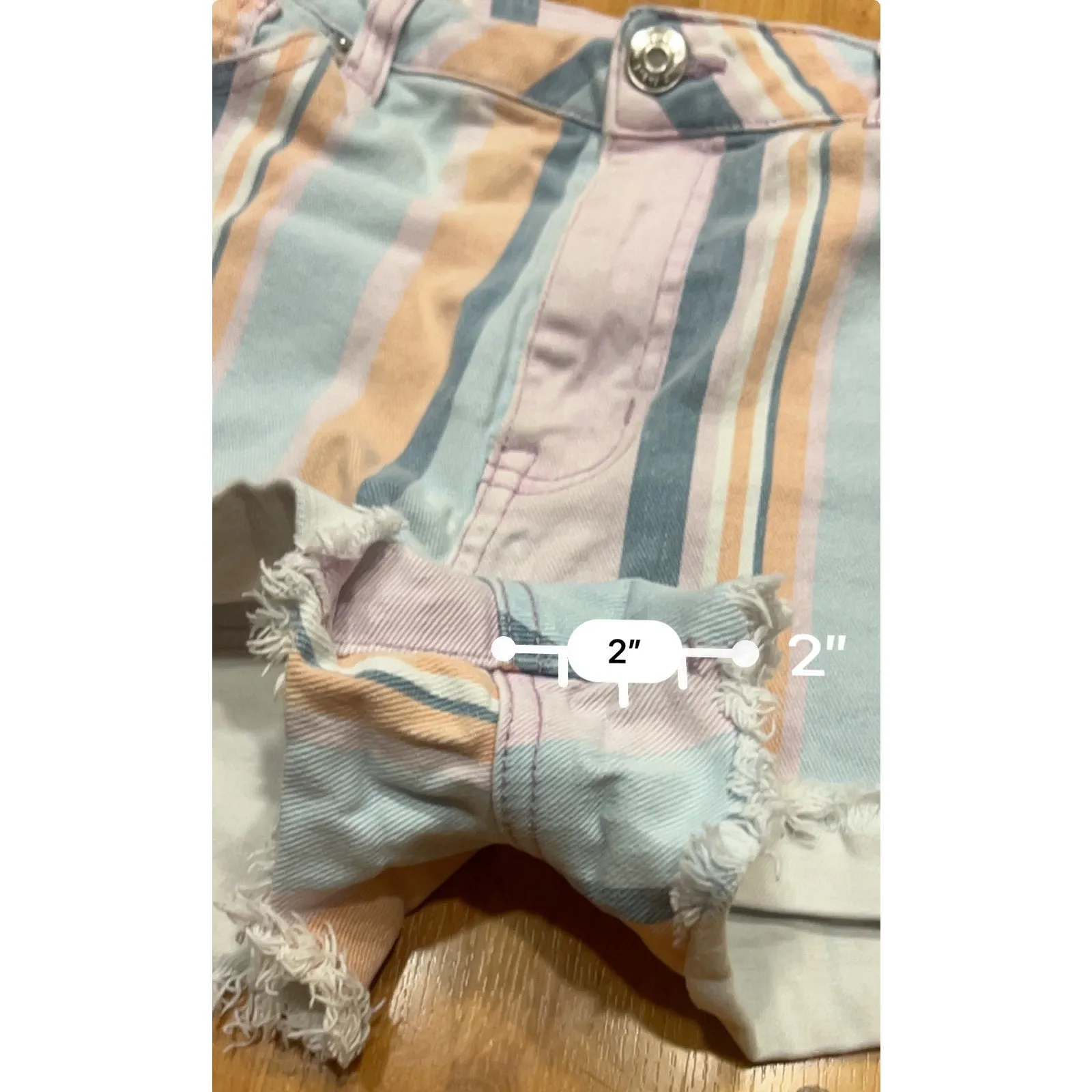 Wild Fable Denim Striped Raw Hem Shorts Multi Colored Women’s 10 - Image 3