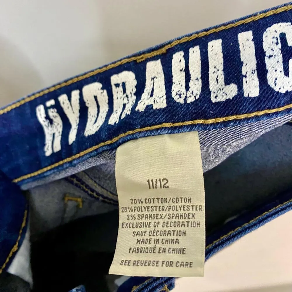 Hydraulic Women's Jean Short Denim High Waist Dark Blue Wash Size 11/12 EUC - Image 2