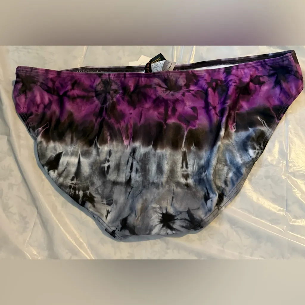 Women’s Island Escape Size 18 Bry Tie Dye Swim Bikini Bottom NWT Purple - Image 2
