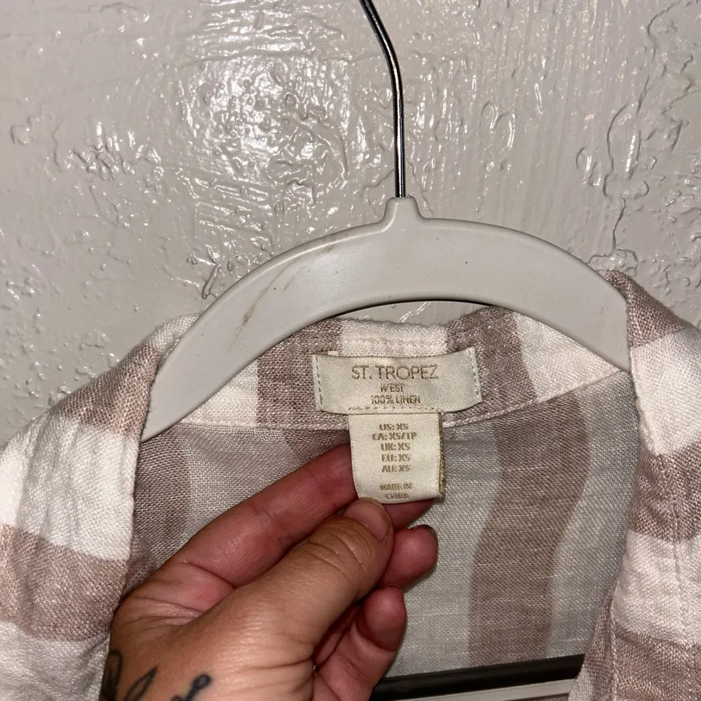 Linen Lace Striped Button-Up Shirt - Image 3