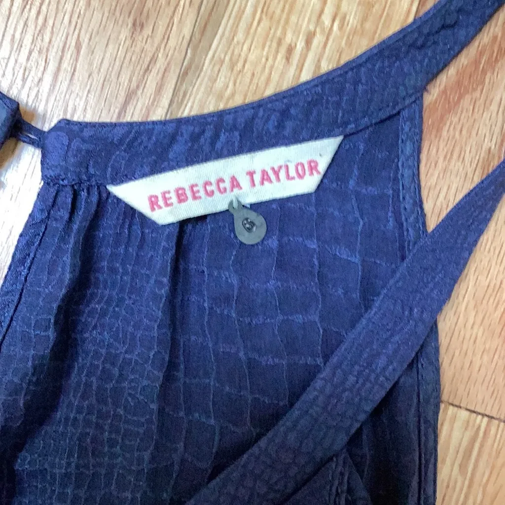 Rebecca Taylor 100% Silk Ruffle Front Navy Sleeveless Dress size 6 - Image 10