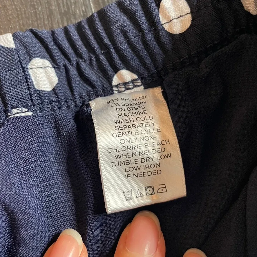 Susan Graver Navy Blue White‎ Polka Dot Skirt Shorts M Elastic Waist - Image 3