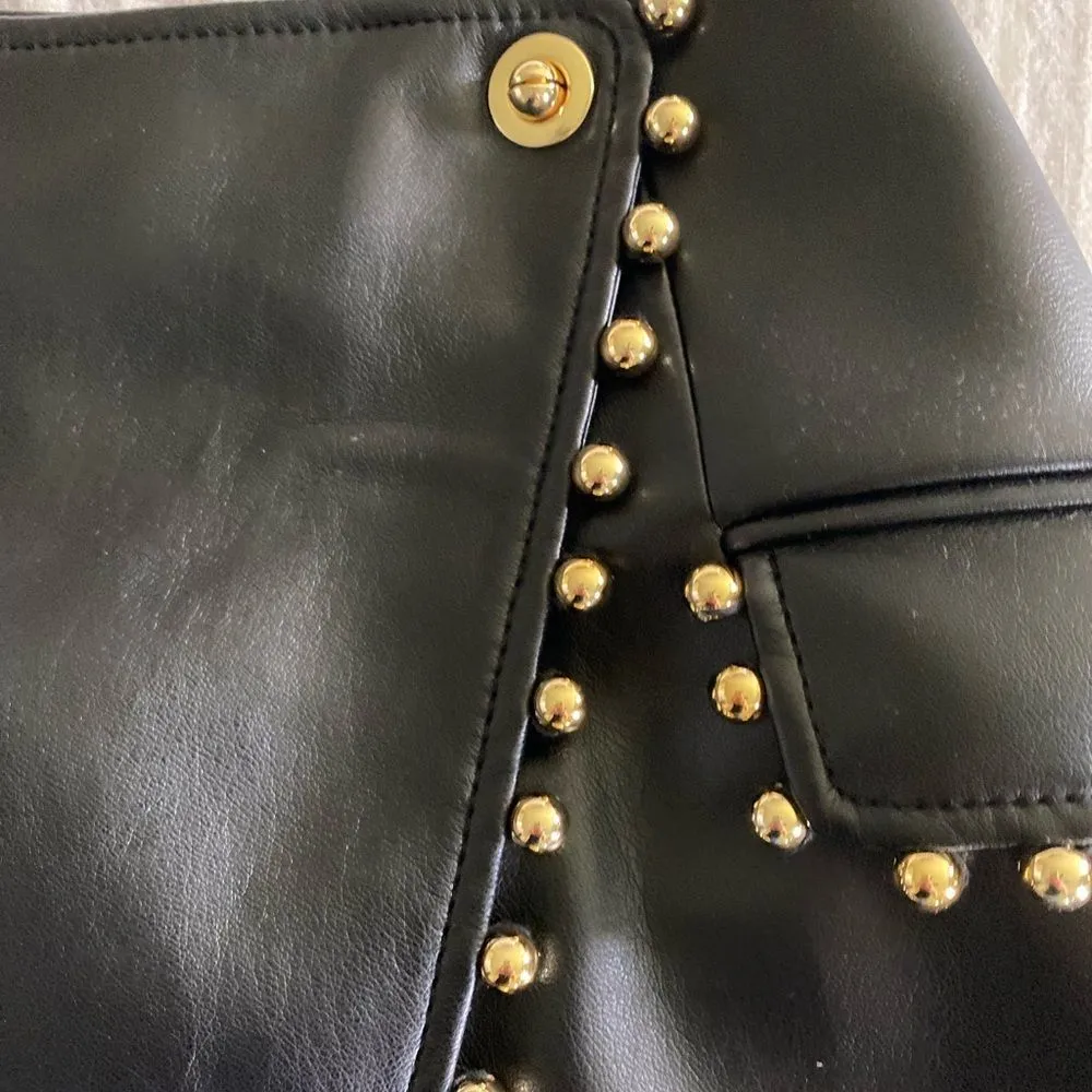 #100 JONATHON SIMKHAI The Clatyon Vegan Mini Skirt Black Size L - Image 5