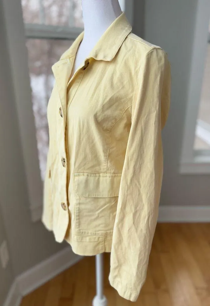 J.Jill Butter Yellow Linen Blazer Jacket Size XS - Image 2