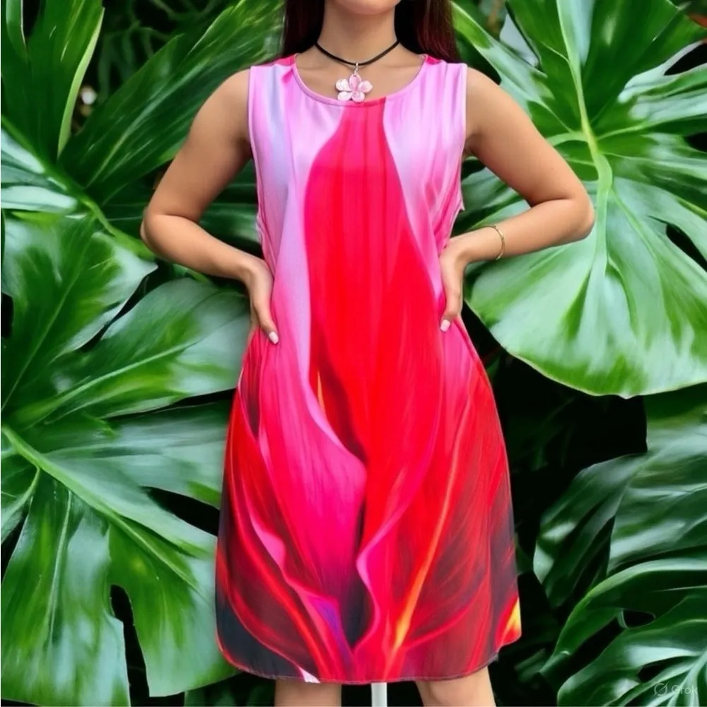 Ti Leaf Series Maui, Hawaii Pretty in Pink A-line dress - Image 4