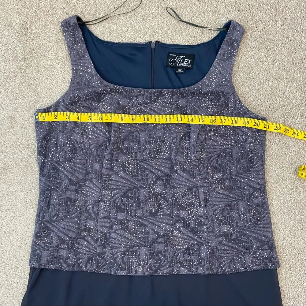 Alex Evenings Glitter Top Gown Smoke Grey 16W - Image 5