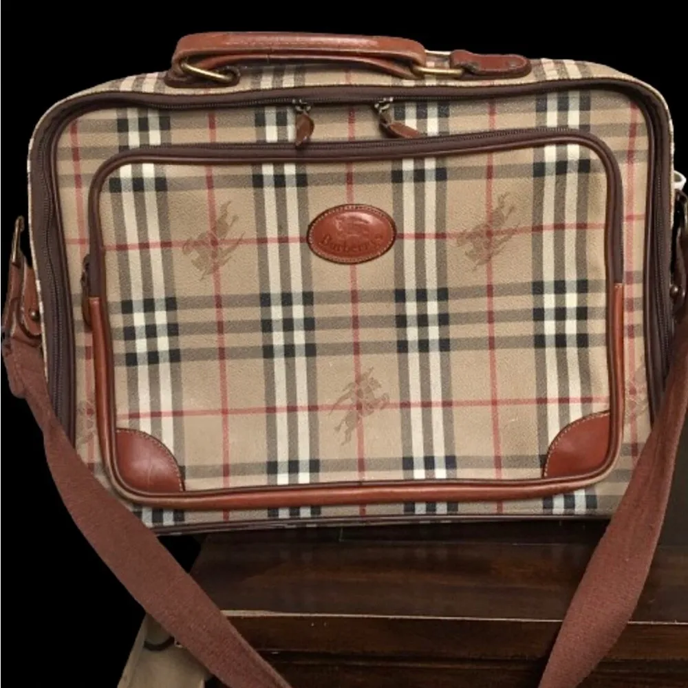 BURBERRY Nova Check Laptop Messenger Crossbody Bag Suitcase Weekend Travel Bag - Image 2