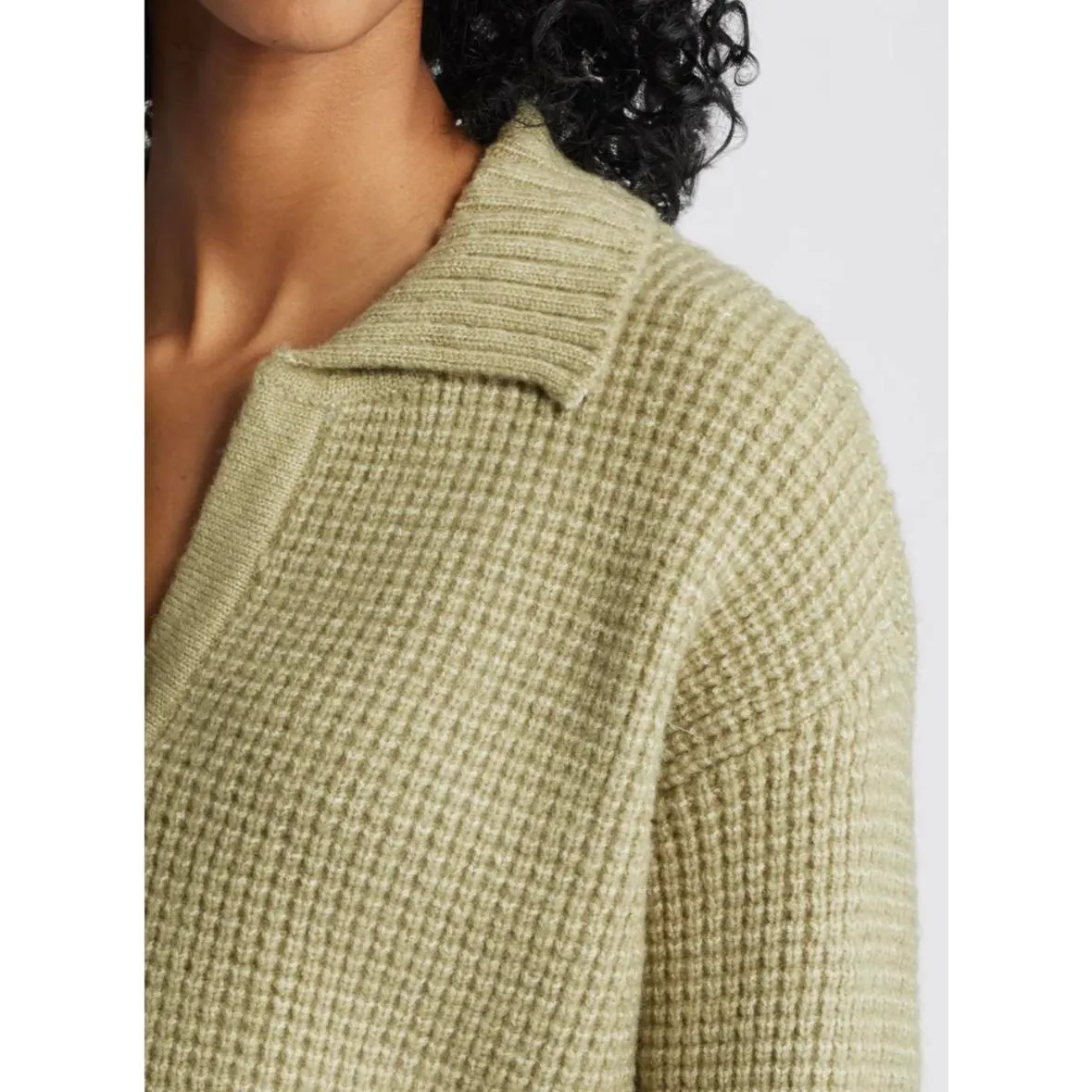 PacSun LA Hearts Gabriela Waffle Knit Collared Sweater Green NWT XL - Image 7