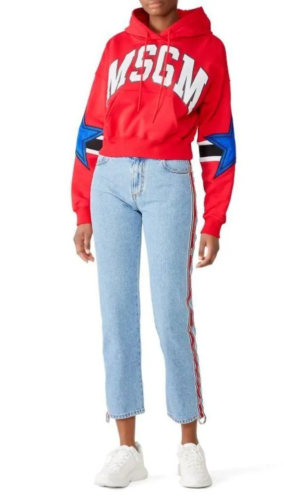 MSGM Logo Side Stripe Light Wash Straight Jeans Size 40 EUC Blue - Image 2