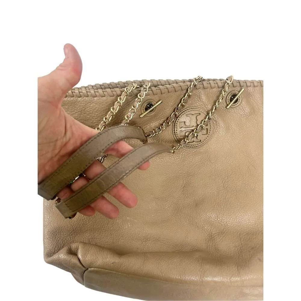 Tory Burch Marion Tote, cognac color, whipstitch leather - preloved but lots of - Image 7