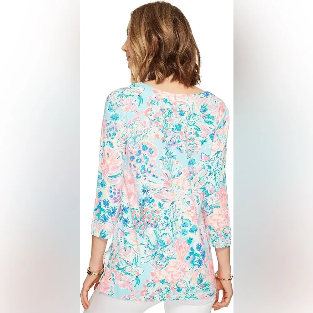 Lilly Pulitzer Justina Tunic in Serene Blue pattern - Image 2